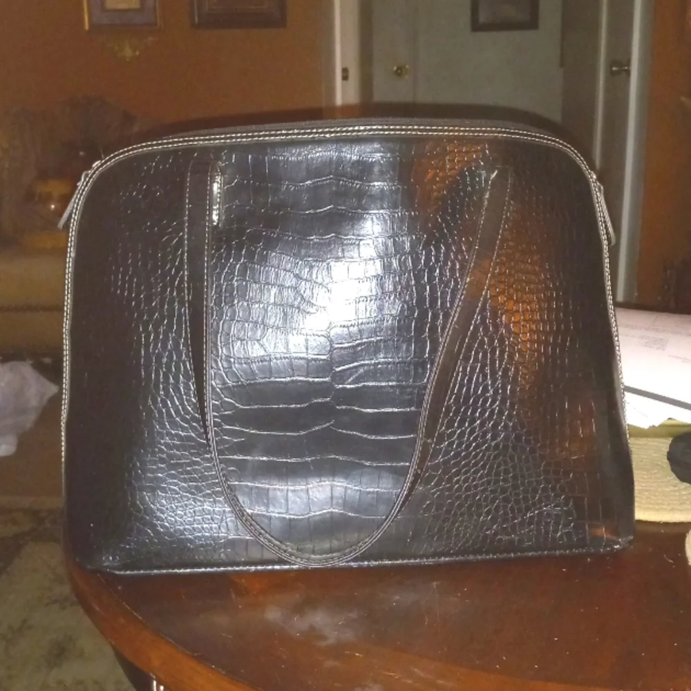 Black Croc Laptop Bag